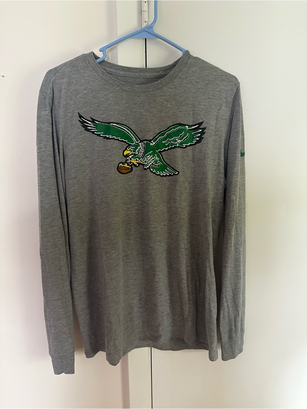 Nike Gray Long Sleeve Tee with Green Eagle Graphic